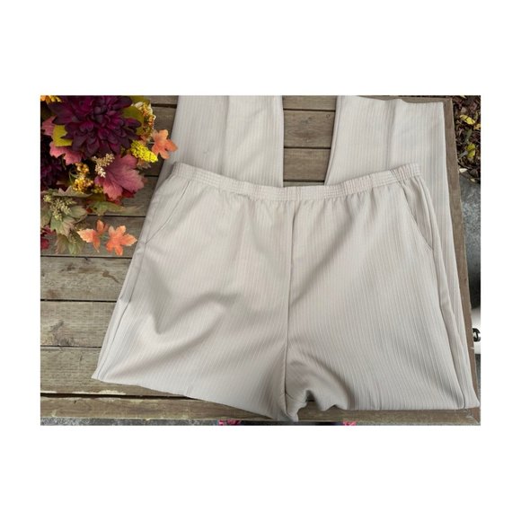 90s Tradition Ribbed Trousers Stretch Waist Fawn Tan Sz 22W - Picture 1 of 5